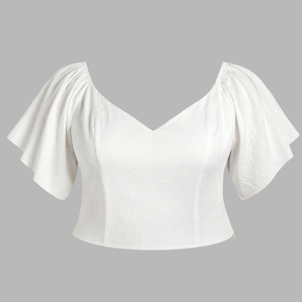 Cider White Ruffle Sleeve Crop size 4x